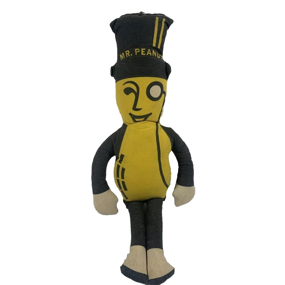 Vintage Planters Mr Peanut Stuffed Cloth Doll Advertising‎ Mascot Plush 20 Inch